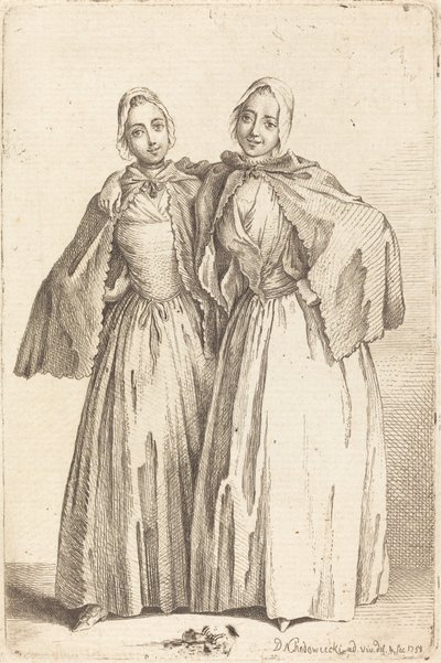 To stående damer (Demoiselles Quantin) av Daniel Nikolaus Chodowiecki