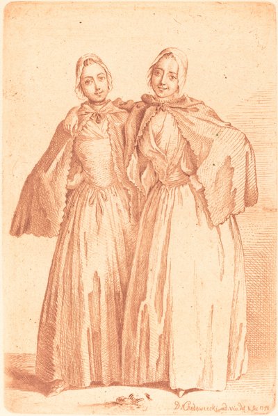 To stående damer (Demoiselles Quantin) av Daniel Nikolaus Chodowiecki