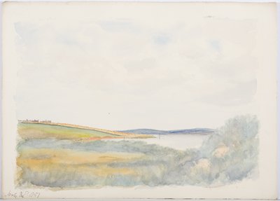 Holy Island, 1897 (blyant og wc på papir) av Daniel Oliver