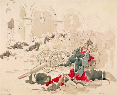 Barrikade på Rue de Rivoli under Paris-kommunen av Daniel Urrabieta Vierge