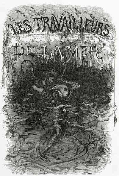 Illustrasjon til romanen The Laborers of the Sea, 1800-tallet (bw-gravering) av Daniel Urrabieta Vierge