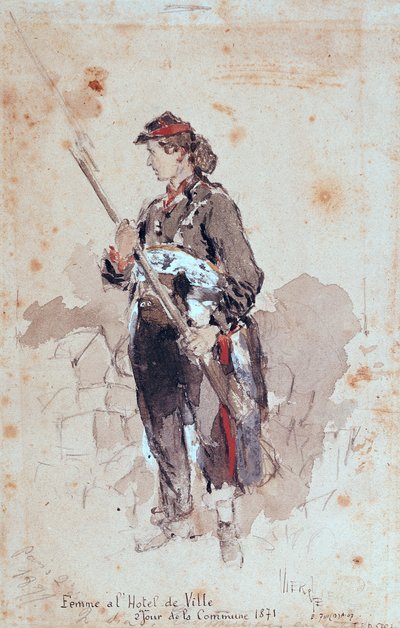 Kvinne på Hotel de Ville, andre dag i Paris-kommunen, 1871 av Daniel Urrabieta Vierge