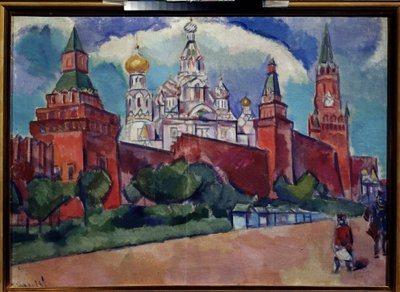 Røde plass med St. Basil's Cathedral i Moskva, ca. 1910 (olje på lerret) av Daniel Vladimir Baranoff Rossine