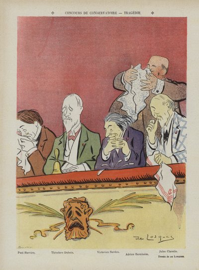 Konkurranse ved konservatoriet i Paris - tragedie. Illustrasjon for Le Rire av Daniel de Losques
