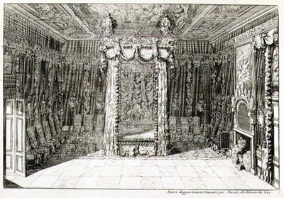 Design for et soverom med himmelseng, fra 