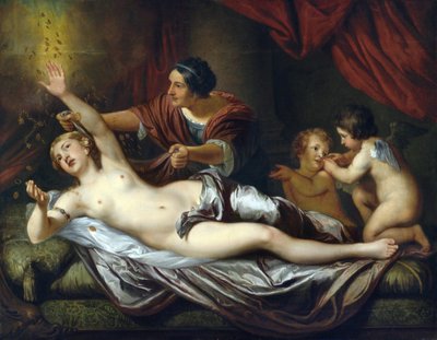 Danae par Mytens (Mijtens), Daniel, den yngre (1644-1688). Olje på lerret, størrelse: 143x183,5, andre halvdel av 1600-tallet, privat samling av Daniel the Younger Mytens or Mijtens