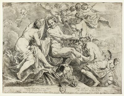 Forgudelsen av Aeneas av nymfer og amoriner av Daniel van den Dyck