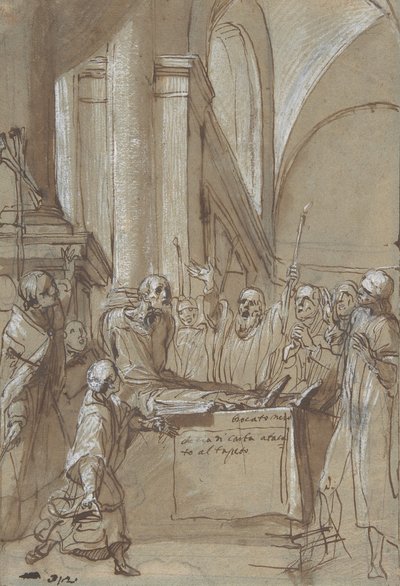 Raymond Diocrès taler under sin begravelse fra livet til Saint Bruno av Köln, 1628-29. av Daniele Crespi