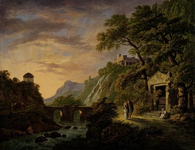 Arkadisk landskap med solnedgang av Daniël Dupré