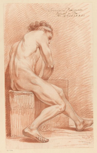 Sittende mann naken, sett fra siden (2. pris 1772) av Daniël Dupré