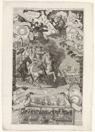 Alliert seier over franskmennene og spanjolene, 1702 Erobringer av hennes høye allierte vant mot Vranckrijck og Spania i år 1702 / Conquestes des hauts Alliez remportée sur la France et L