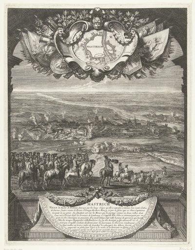 Erobring av Maastricht av franskmennene 30. juni 1673 Mastrich (tittel på objekt) Grandes Conquêtes du Roi (serietittel) av Daniël Marot (I)