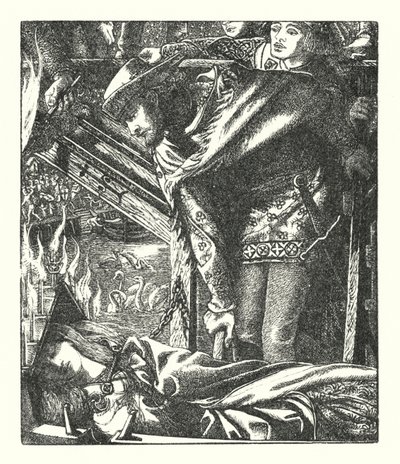 The Lady of Shalott (gravering) av Dante Gabriel (after) Rossetti