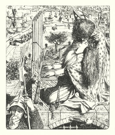 Kunstpalasset (gravering) av Dante Gabriel (after) Rossetti