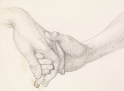 Dantes drøm på tidspunktet for Beatrices død - Studie av Dante som holder kjærlighetens hånd av Dante Gabriel Charles Rossetti