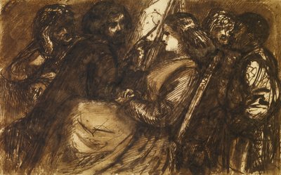 Giorgione Painting, ca. 1853 (penn og brunt blekk og blekkvask på papir) av Dante Gabriel Charles Rossetti