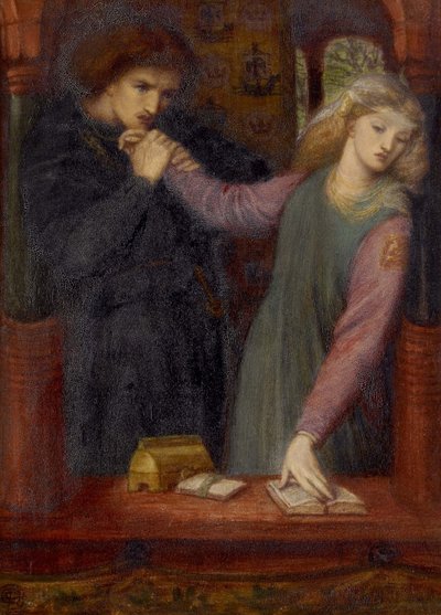 Hamlet og Ophelia, 1866 (akvarell og gummi arabicum på papir) av Dante Gabriel Charles Rossetti