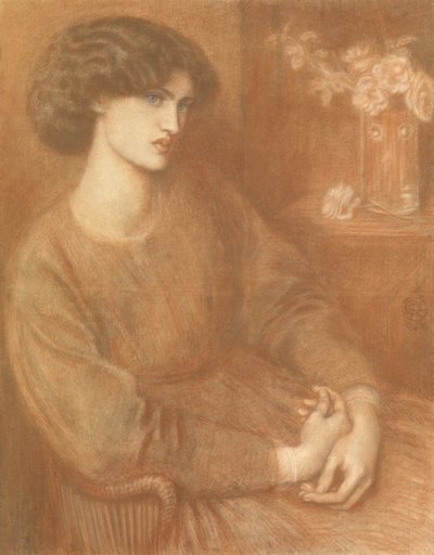 Jane Morris, 1868 (farget kritt) av Dante Gabriel Charles Rossetti