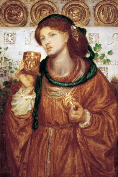 ""The Cup of Love"" Maleri av Dante Gabriel Rossetti (1828-1882) ca. 1867 Dim 52,6 x 35,9 cm Art Gallery of South Australia Adelaide Australia av Dante Gabriel Charles Rossetti