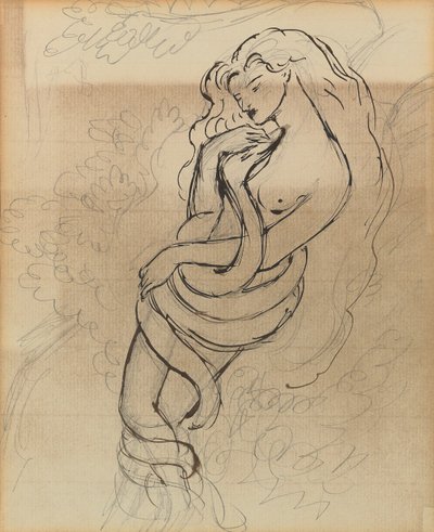 Lady Lilith, ca. 1869 (blyant, penn og brunt blekk på papir) av Dante Gabriel Charles Rossetti