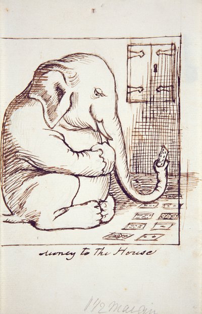 Penger til huset, ca. 1873 (penn og blekk på papir) av Dante Gabriel Charles Rossetti