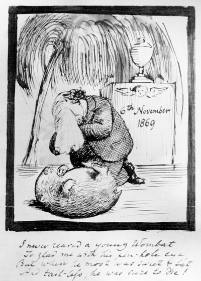 Rossetti beklager døden til sin Wombat, 1869 (penn og blekk på papir) av Dante Gabriel Charles Rossetti