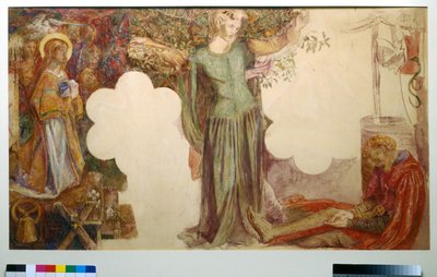 Sir Lancelot's Vision, studie for freskemaleriet i Oxford Union av Dante Gabriel Charles Rossetti