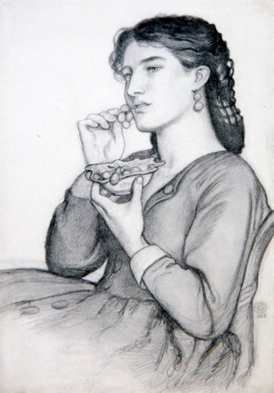 Studie for "Sweet Tooth" av Dante Gabriel Charles Rossetti
