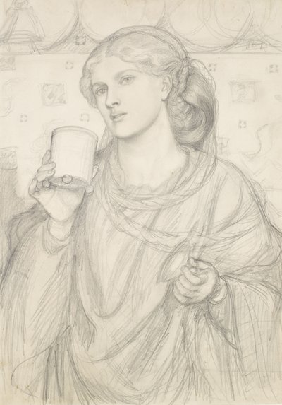 Studie for 'The Loving Cup' (blyant på papir) av Dante Gabriel Charles Rossetti