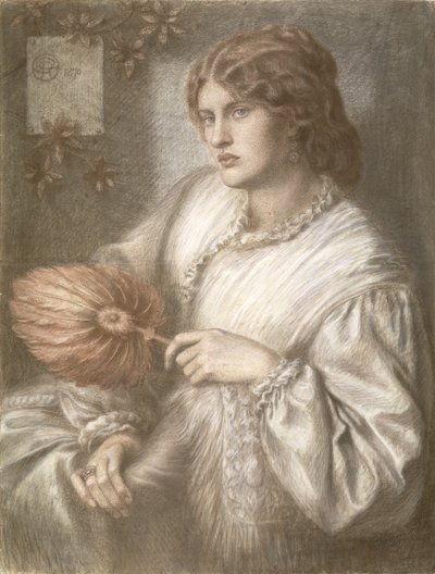 Kvinne med fan, 1870 av Dante Gabriel Charles Rossetti