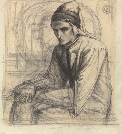 Dante i meditasjon holder et granateple av Dante Gabriel Rossetti