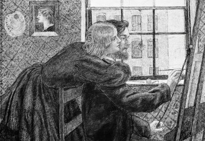 Fanny Cornforth og G.P.Boyce av Dante Gabriel Charles Rossetti