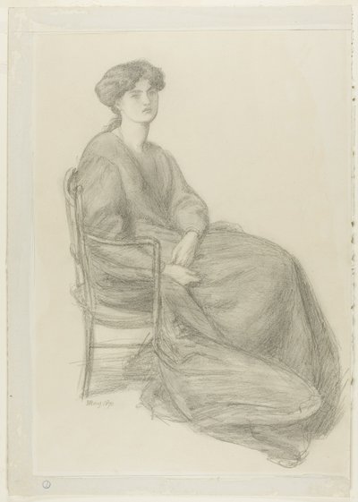 Mrs. William Morris sitter som leder av Dante Gabriel Rossetti