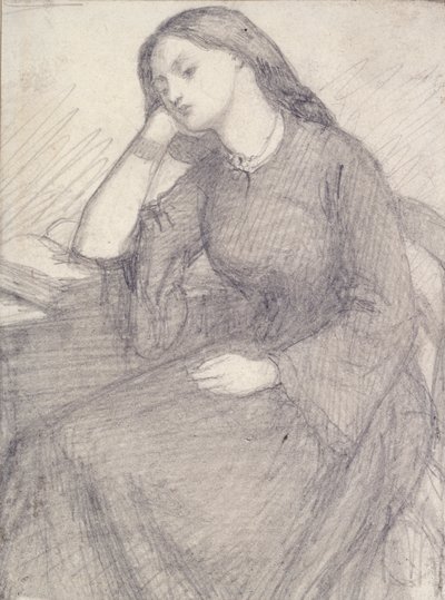 Portrett av Elizabeth Siddal, sittende, c1840-årene av Dante Gabriel Rossetti