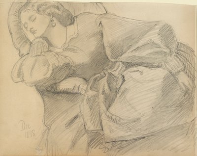 Ruth Herbert sover, 1858 av Dante Gabriel Rossetti