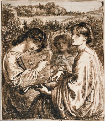 Studie for Bower Meadow, slutten av 1800-tallet av Dante Gabriel Rossetti
