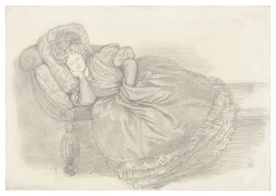 Studie av Fanny Cornforth, sovende på en sjeselong av Dante Gabriel Rossetti