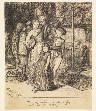 Å danse livlig i en dames kammer til en luttens vellystige behag av Dante Gabriel Rossetti