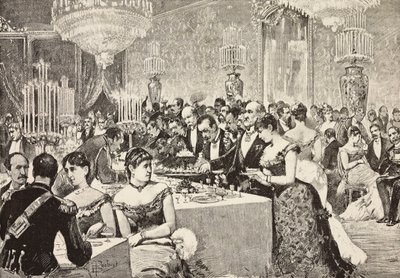 Buffetrom, Rettball på Quirinale, Roma, Italia, gravering fra tegning av Dante Paolocci, fra L'Illustrazione Italiana, nr. 10, 9. mars av Dante Paolocci