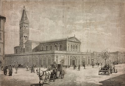 Ny kirke av Sacred Heart i Roma, Italia, gravering fra tegning av Dante Paolocci, fra L'Illustrazione Italiana nr. 32, 24. juli av Dante Paolocci
