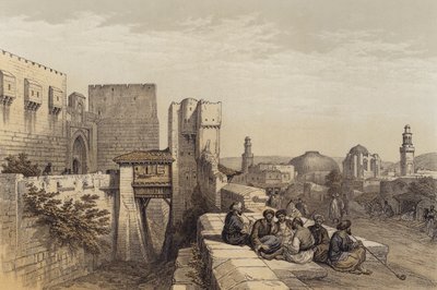 Inngang til citadellet i Jerusalem (farge litho) av David (after) Roberts
