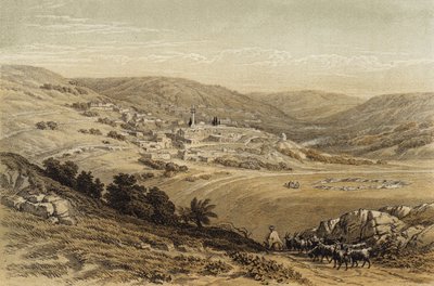 Generelt syn på Nasaret (farge litho) av David (after) Roberts