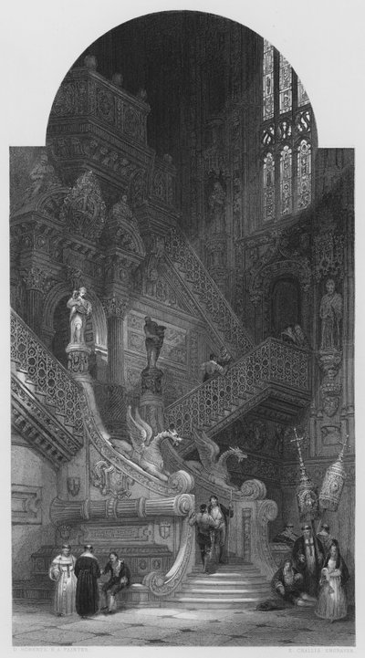 Interiør i Burgos katedral, fra bildet i Vernon Gallery (gravering) av David (after) Roberts
