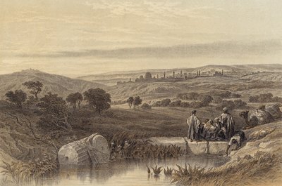 Jerusalem fra nord (farge litho) av David (after) Roberts