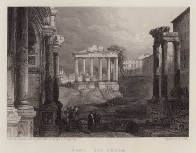 Roma, forumet (farge litho) av David (after) Roberts