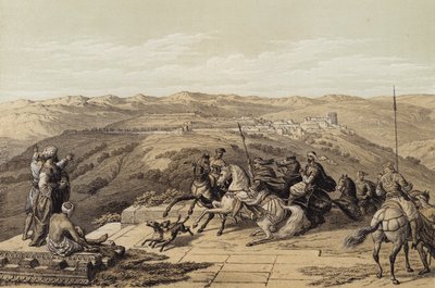 Sebaste, det gamle Samaria (farge litho) av David (after) Roberts