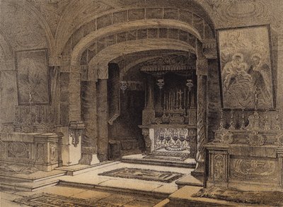 Bebudelsens helligdom, Nasaret (farge litho) av David (after) Roberts
