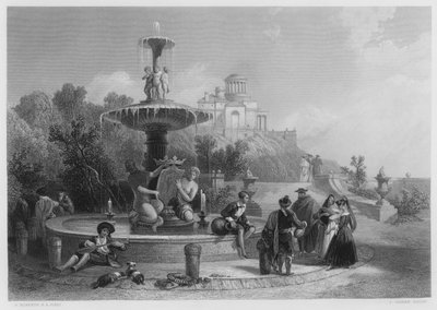 Fontenen i Madrid, fra bildet i den kongelige samlingen (gravering) av David (after) Roberts