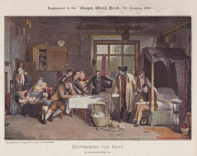 Distraining for Rent (farge litho) av David (after) Wilkie