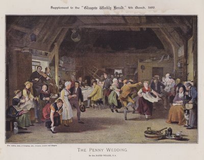 The Penny Wedding (farge litho) av David (after) Wilkie